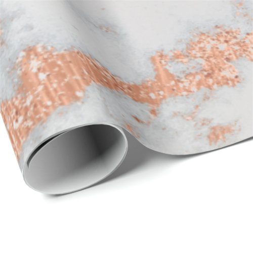 White Gray Marble Rose Gold Gold Metal Copper Lux Wrapping Paper