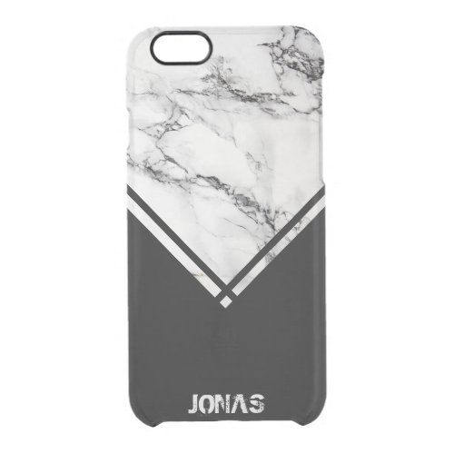 White  Gray Marble Stone And Black Stripes Clear iPhone 66S Case