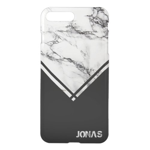 White Gray Marble Stone And Black Stripes iPhone 8 Plus7 Plus Case