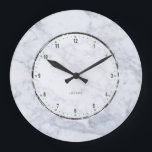 White & Gray Marble Stone Pattern Large Clock<br><div class="desc">Elegant simple natural marble stone pattern graphic in white and light gray tones.</div>