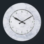 White & Gray Marble Stone Pattern Large Clock<br><div class="desc">Elegant simple natural marble stone pattern graphic in white and light gray tones.</div>