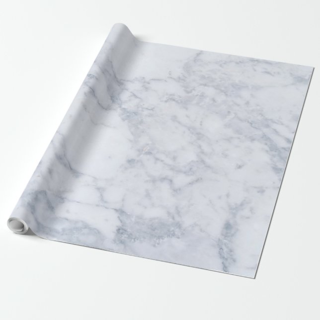 White & Gray Marble Stone Print Wrapping Paper (Unrolled)