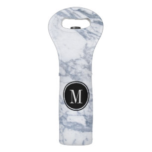 White & Gray Marble Texture Wine Bag