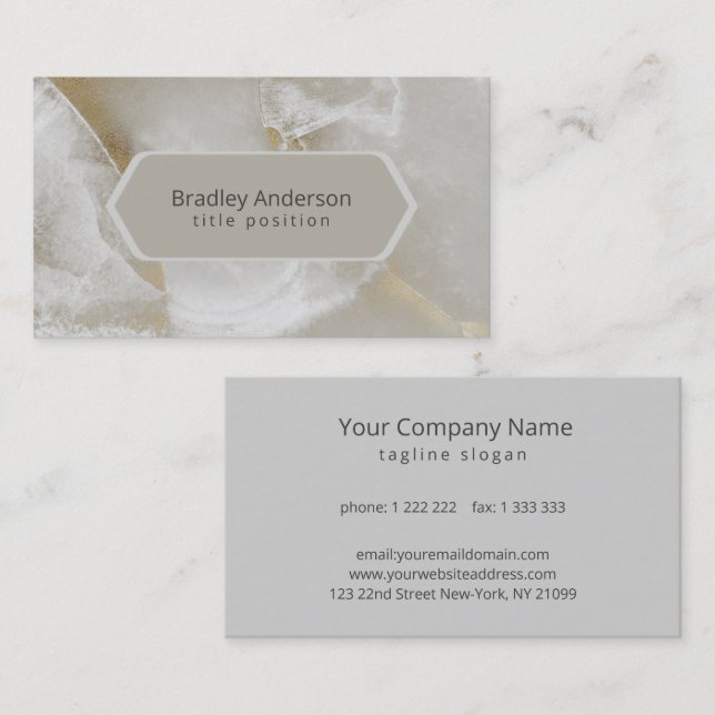 White & Gray Marble with Gold  Business Card (Front/Back)