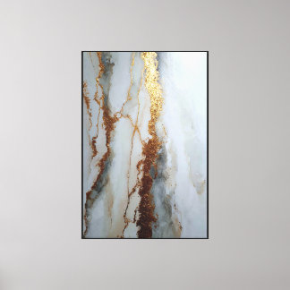 White & Gray Marble with Gold Veins – Abstract Art Canvas Print