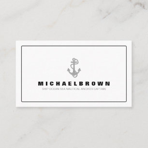 White Gray Marine Nautical Anchor Business Card