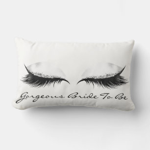 White Gray Metallic Makeup Lashes Gorgeous Bride Lumbar Pillow