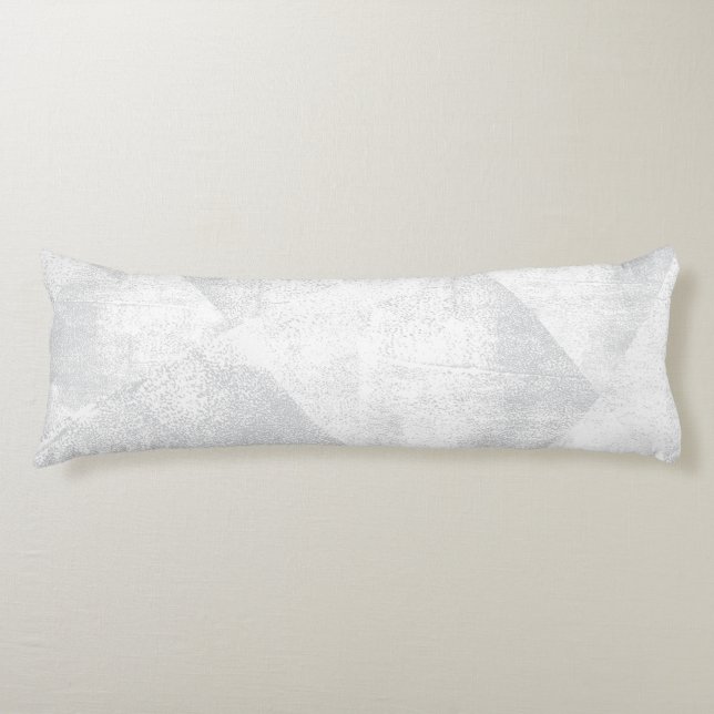 White/Gray Minimal Geometric Ink Texture Body Pillow (Front)