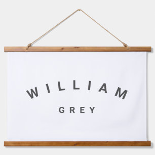 White/Gray Minimalist Name Nursery Decor Hanging Tapestry