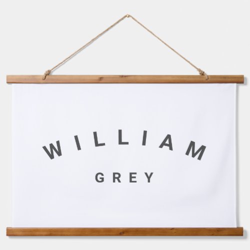 WhiteGray Minimalist Name Nursery Decor Hanging Tapestry