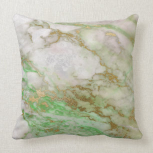 White Gray Mint Silver Gold VIP Brush Marble Throw Pillow