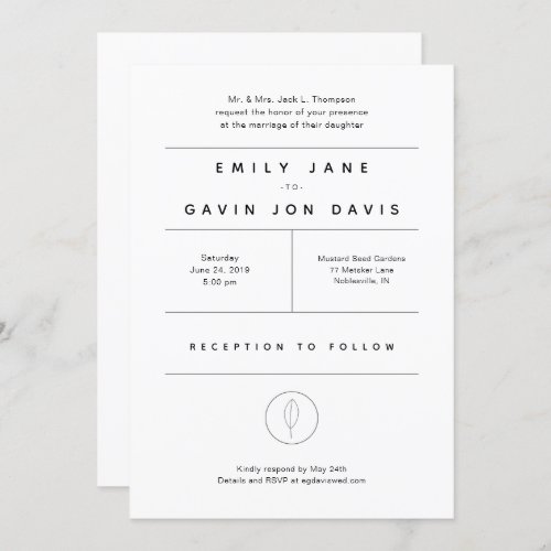 White  Gray Modern Minimal Wedding Invitation