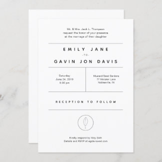 White & Gray Modern Minimal Wedding Invitation