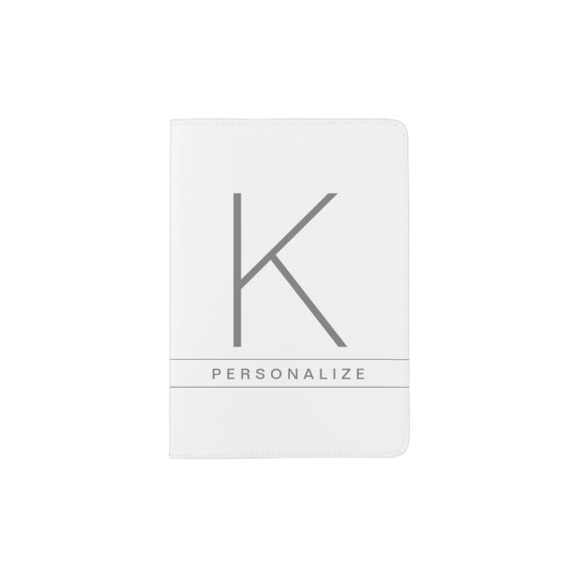 White Gray Modern Simple Minimal Personalized Passport Holder (Front)