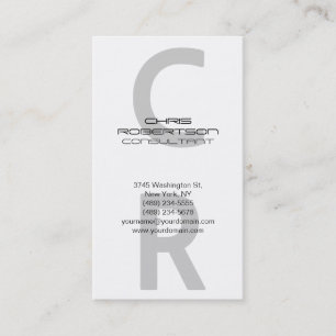 White Gray Monogram Attractive Charm Business Card