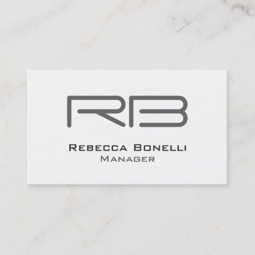 White Gray Monogram Manager Business Card