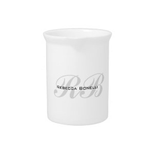White Gray Monogram Name Initials Plain Stylish Beverage Pitcher