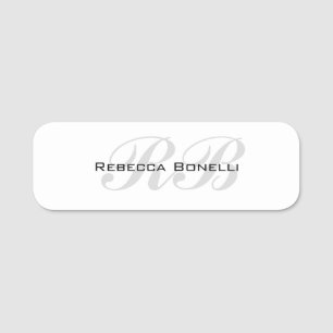 White Gray Monogram Name Initials Plain Stylish Tag