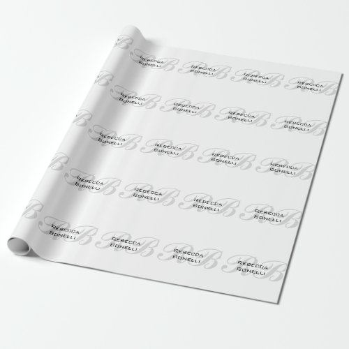 White Gray Monogram Name Initials Plain Stylish Wrapping Paper