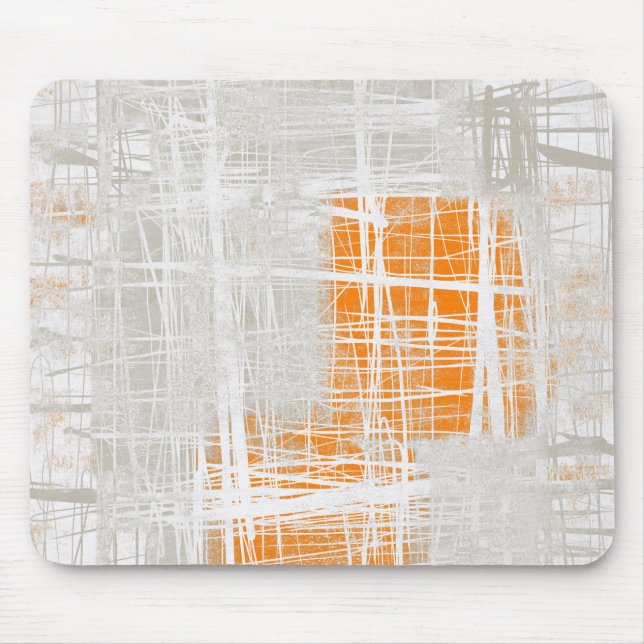 White gray orange abstract mouse pad (Front)