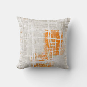 White gray orange abstract throw pillow