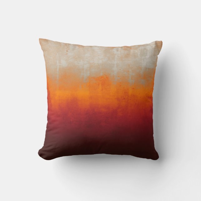 White Gray Orange Red Burgundy rustic abstract Throw Pillow (Front)