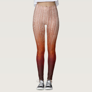 White Gray Orange Red ombre stripes rustic Leggings