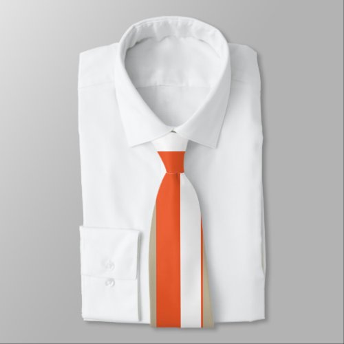 White Gray Orange Stripes     Neck Tie