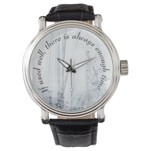White  Gray Oriental Abstract Time Quote Watch