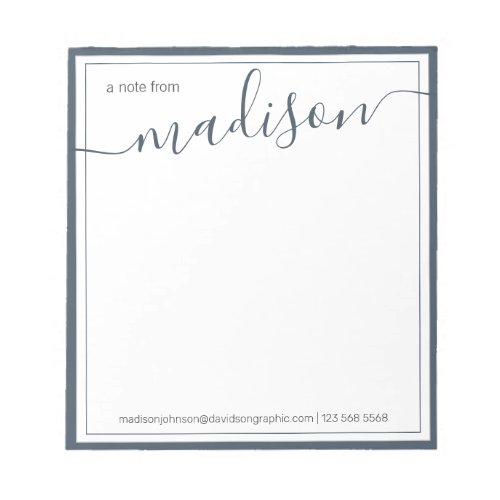 White Gray Personalized Name From The Desk Of Notepad