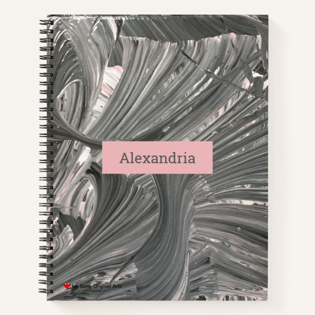 White Gray Pink Gray Abstract 3 D Notebook (Front)