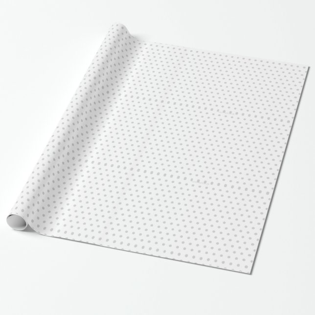 White & Gray Polka Dot Pattern Wrapping Paper (Unrolled)