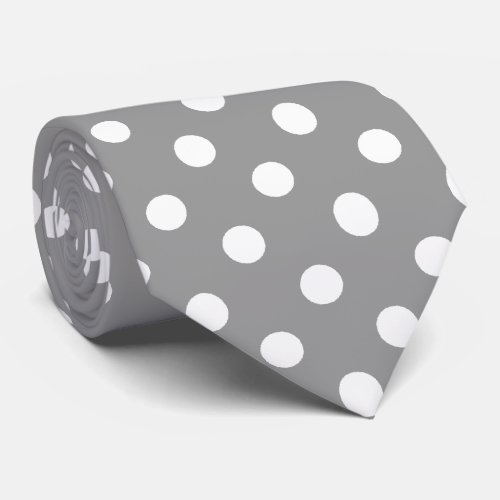 White Gray Polka Dots Pattern Tie