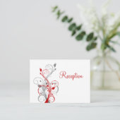 White, Gray, Red Floral Reception Enclosure Card (Standing Front)