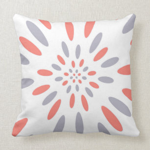 White, Gray & Salmon Color Throw Pillow