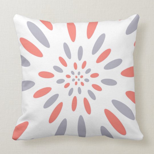 White, Gray & Salmon Color Throw Pillow