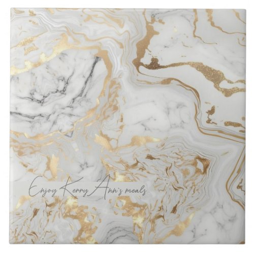 White Gray Sand faux golden Marble texture custom Ceramic Tile