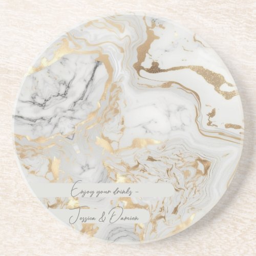 White Gray Sand faux golden Marble texture custom Coaster