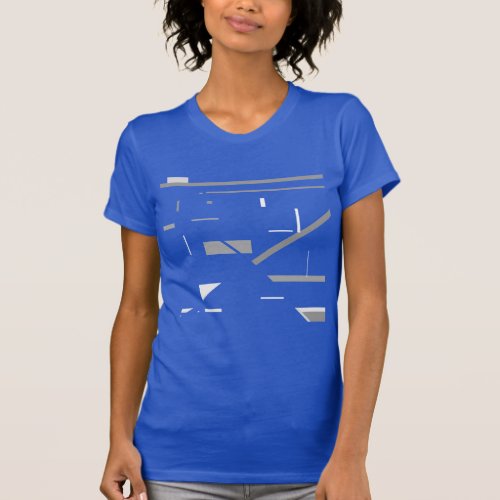 White Gray Scattered Geometric Lines Shapes Design T_Shirt