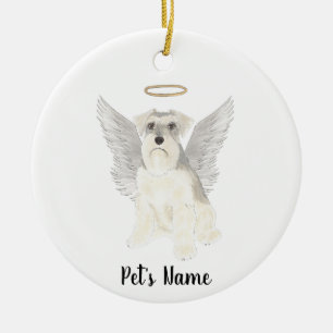 White Gray Schnauzer Sympathy Memorial Ceramic Ornament