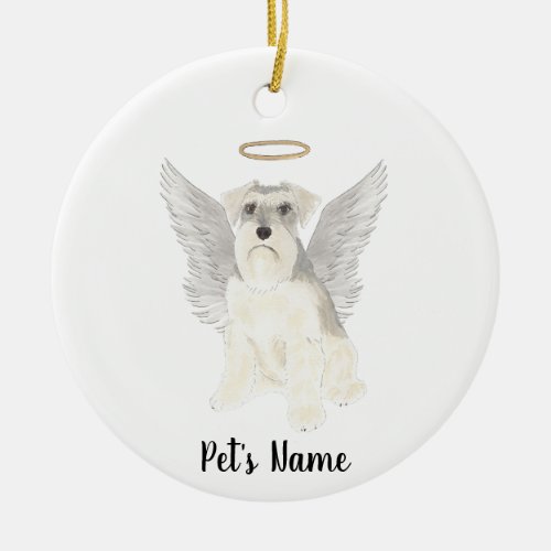 White Gray Schnauzer Sympathy Memorial Ceramic Ornament