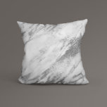 White Gray Silver Glam Marble Throw Pillow at Zazzle