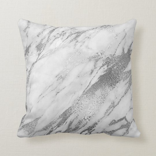 White Gray Silver Glam Marble Throw Pillow Zazzle White Gray Silver Glam Marble Throw Pillow