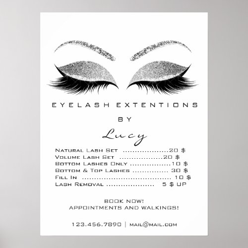 White Gray Silver Makeup Eyes Lashes Prices Poster