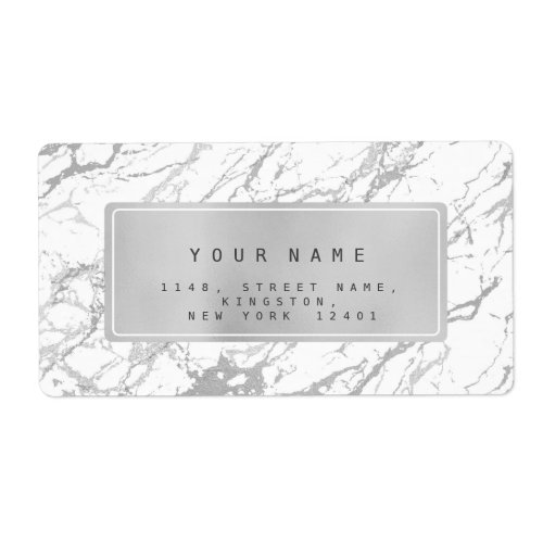 White Gray Silver Marble Return Address Labels