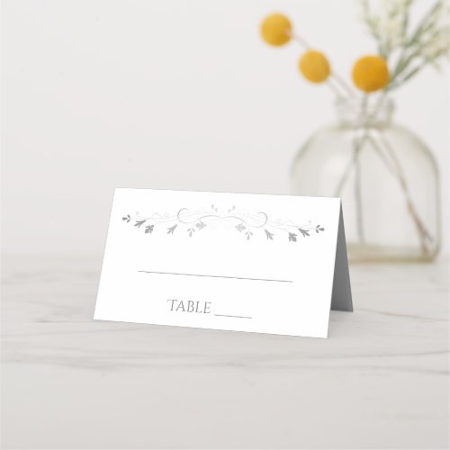 White  Gray Simple Elegant Wedding Place Cards