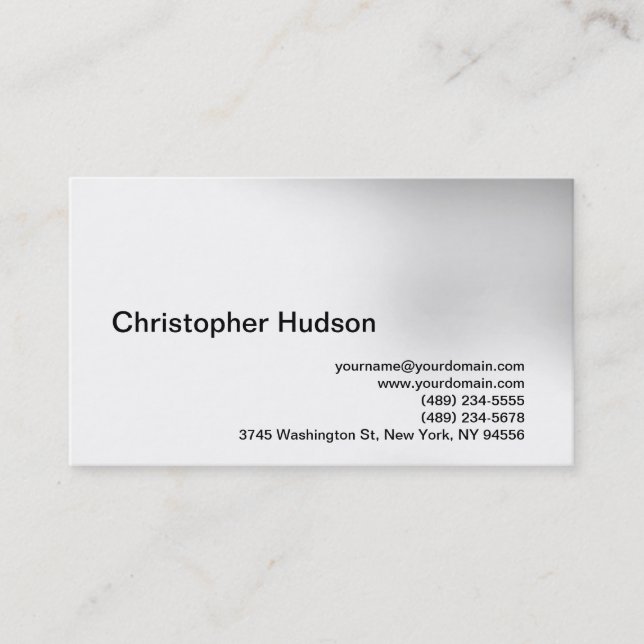 White Gray Simple Plain Business Card (Front)