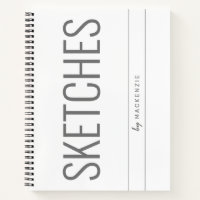White Gray Sketching Book Big Title Personalized