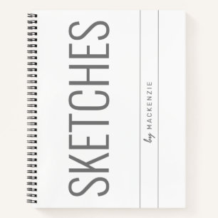 White Gray Sketching Book Big Title Personalized