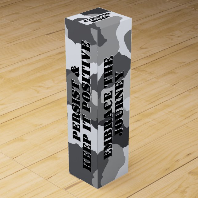 White Gray Snow Camouflage Custom Merry Christmas Wine Box (Back)